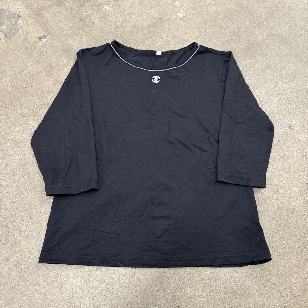 VINTAGE 90s CHANEL DESIGNER 3/4 SLEEVE EMPLOYEE BLOUSE WOMENS SMALL